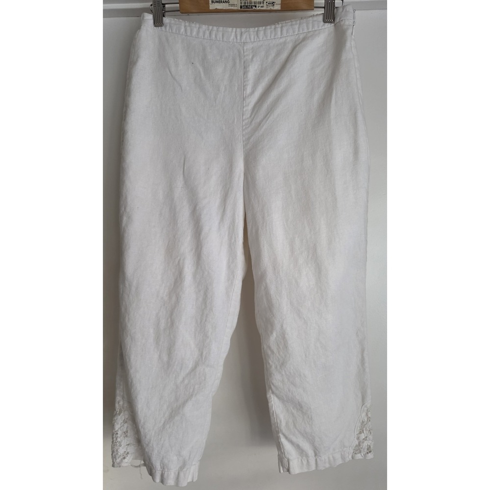 Drapers & Damon's Women's Capri Pants Size M White Linen Blend